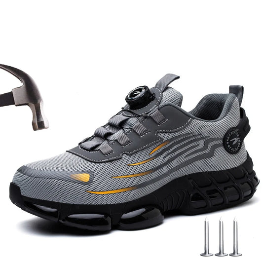 WOUDHONY Men Breathable Work Sneakers Steel Toe Shoes
