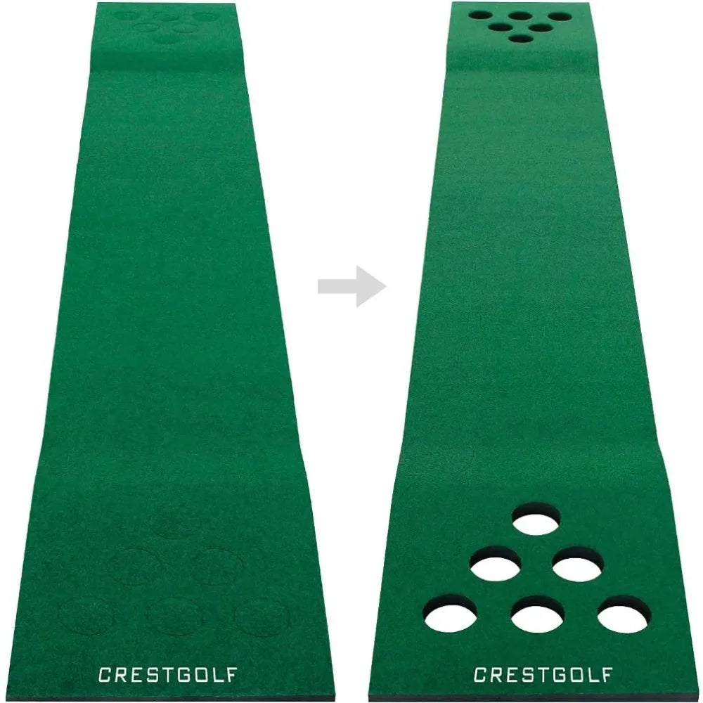 Golf Pong Mat Game Set Green Mat, Golf Putting Mat with 2 Putters, 6 Golf Balls,