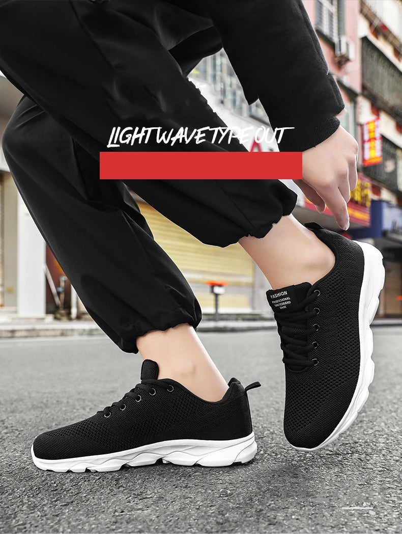 New Men's Shoes Breathable Casual Sneakers Summer White Running Shoes Lightweight Soft Sports Shoe for Male Large Size 35-45