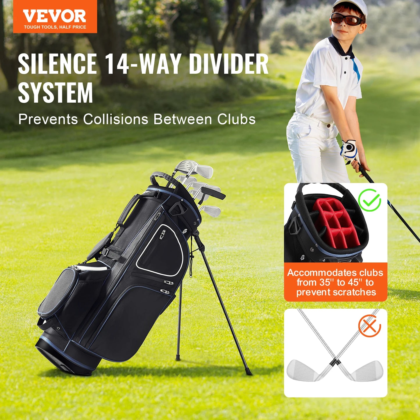 VEVOR Golf Cart Bag with 14 Way Organizer Divider Top Pockets Premium Cart Bag