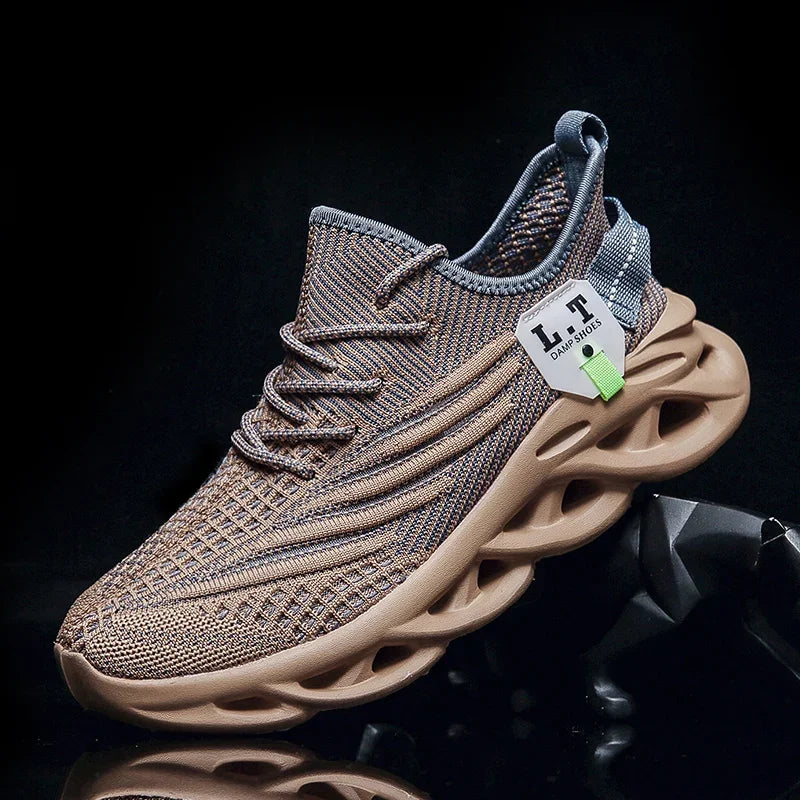 YRZL Men Sports Running Black Jogging Shoes Casual Sneakers