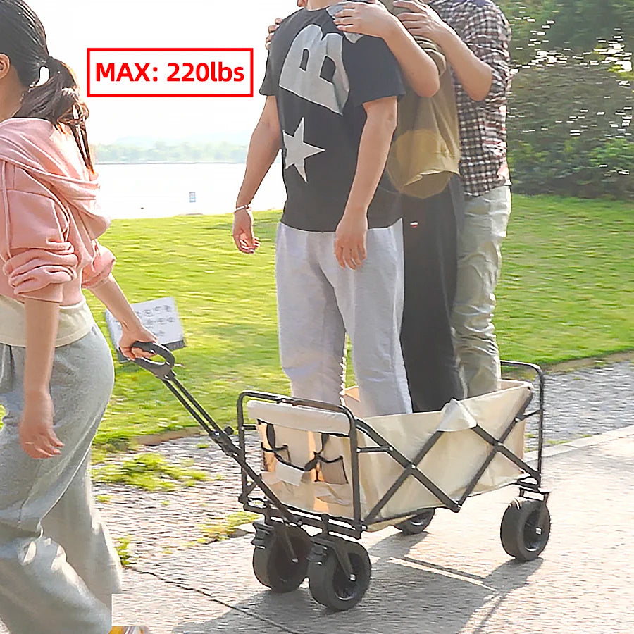 Heavy Duty Large Capacity Folding Wagon Shopping Beach Garden Pull Trolley Collapsible Folding Outdoor Portable Utility Cart