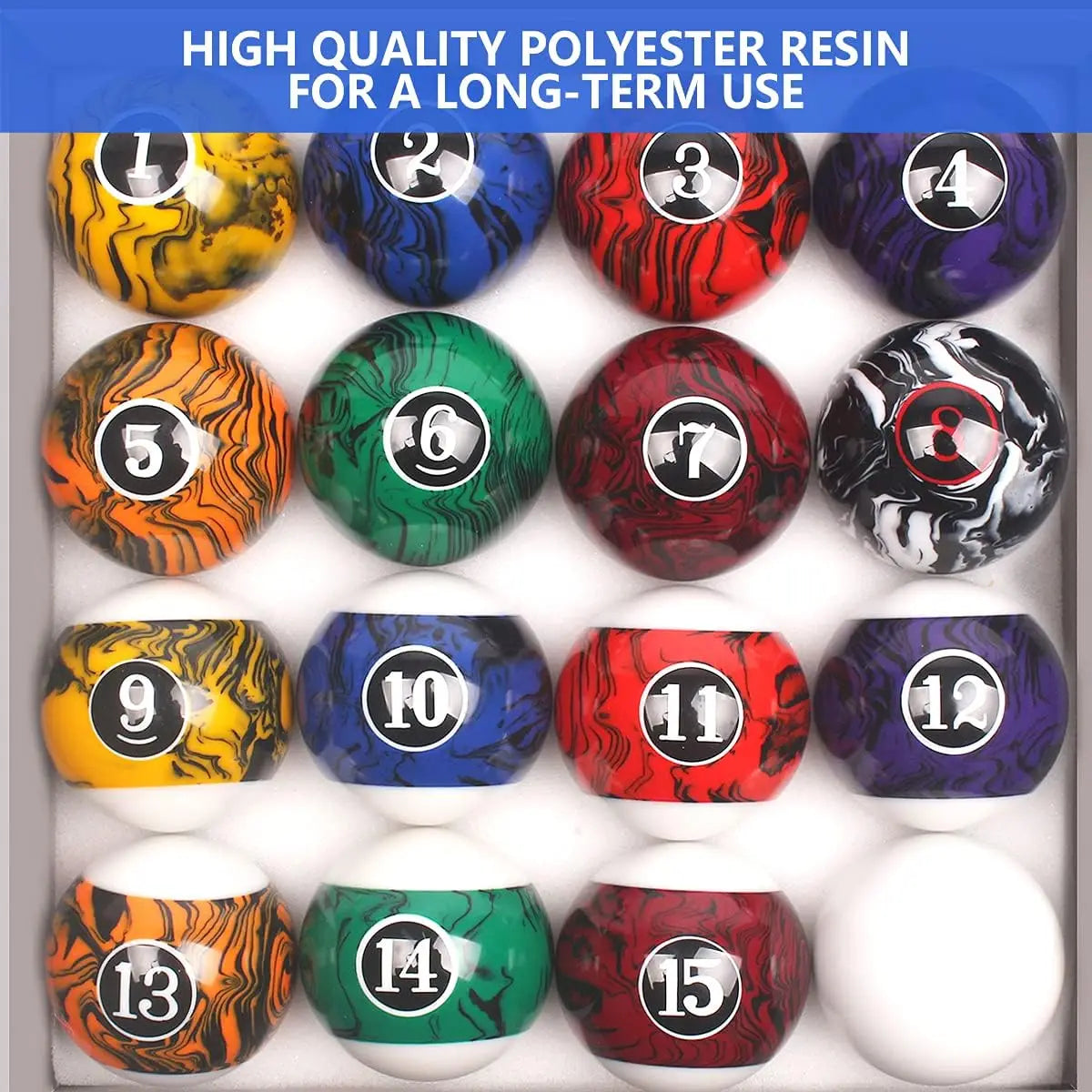 Billiard Balls Set Pool Table Marble-Swirl Style 16 Set