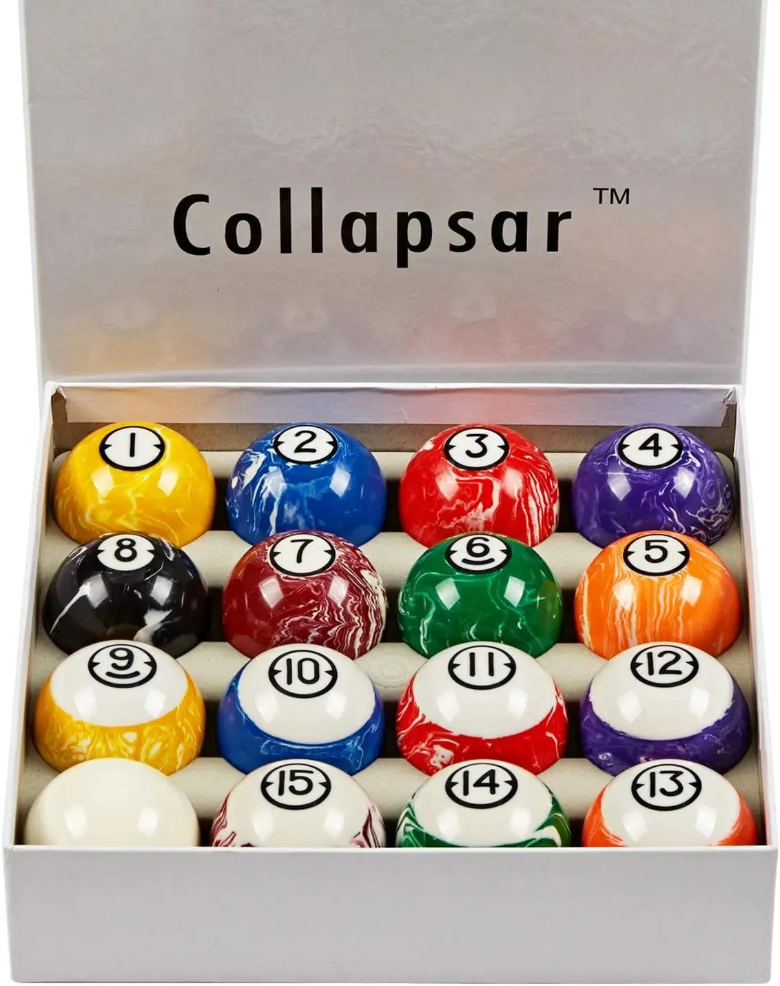 Deluxe 2-1/4" Billiard Pool Balls Marble-Swirl Style Complete 16 Ball Set