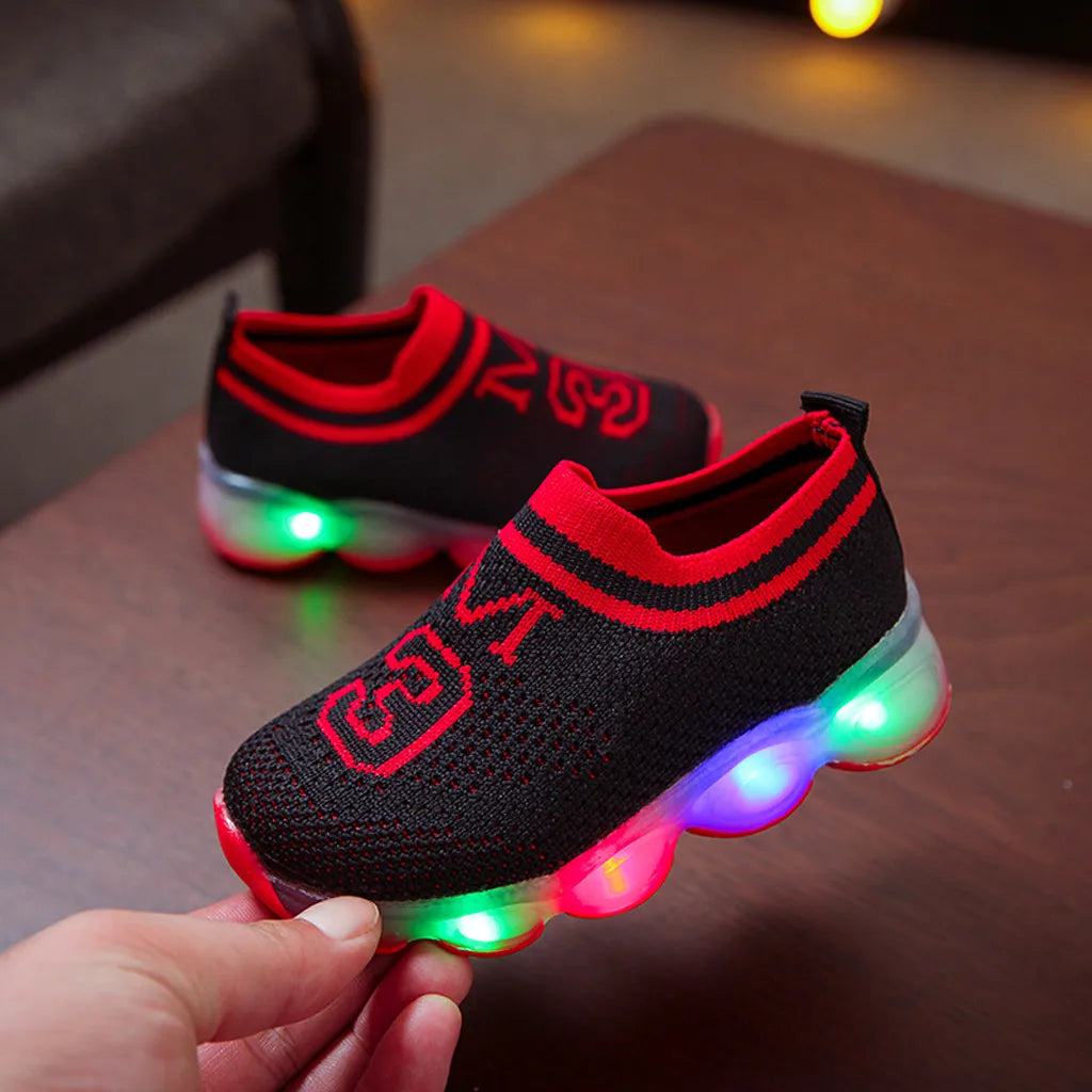 Kids Shoes Children Baby Led Luminous Sport Run Sneakers Boys Girls Breathable