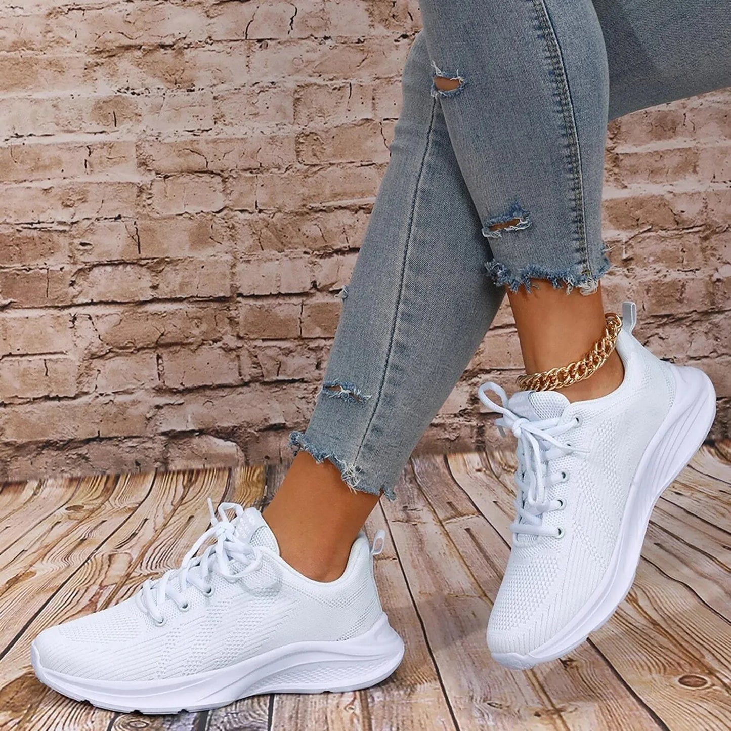 Tennis Shoes Women Running Shoes Lace Up Front Sports Sneakers