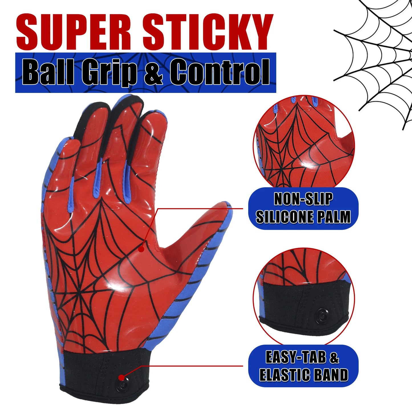 HANDLANDY Youth spider silk American Football Gloves