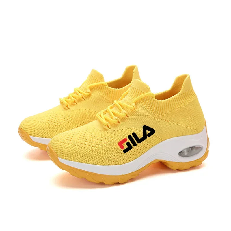 Women Tennis Shoes Breathable Mesh Height-increasing Slip-on Female Sock Footwear Outdoor Women Sneakers Thick Bottom Platforms