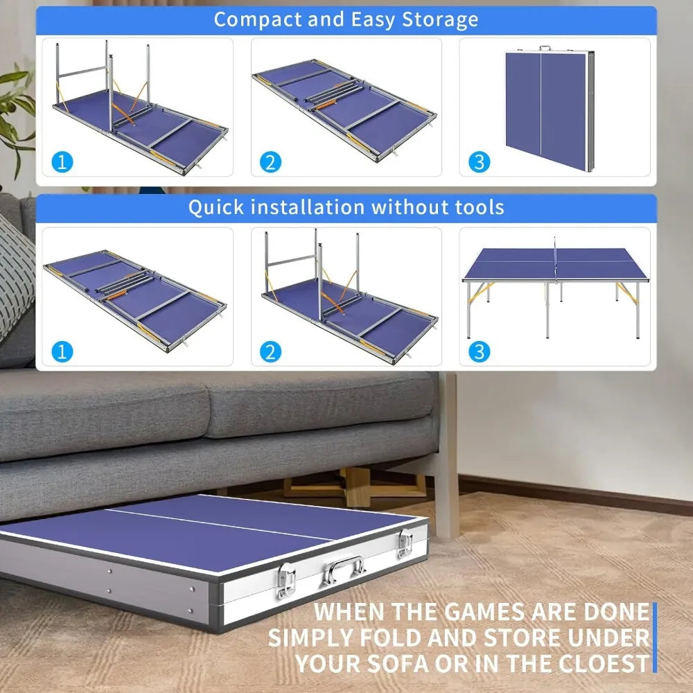 Ping Pong Table,Foldable,with Net and2 Ping Pong Paddles and 3 Balls