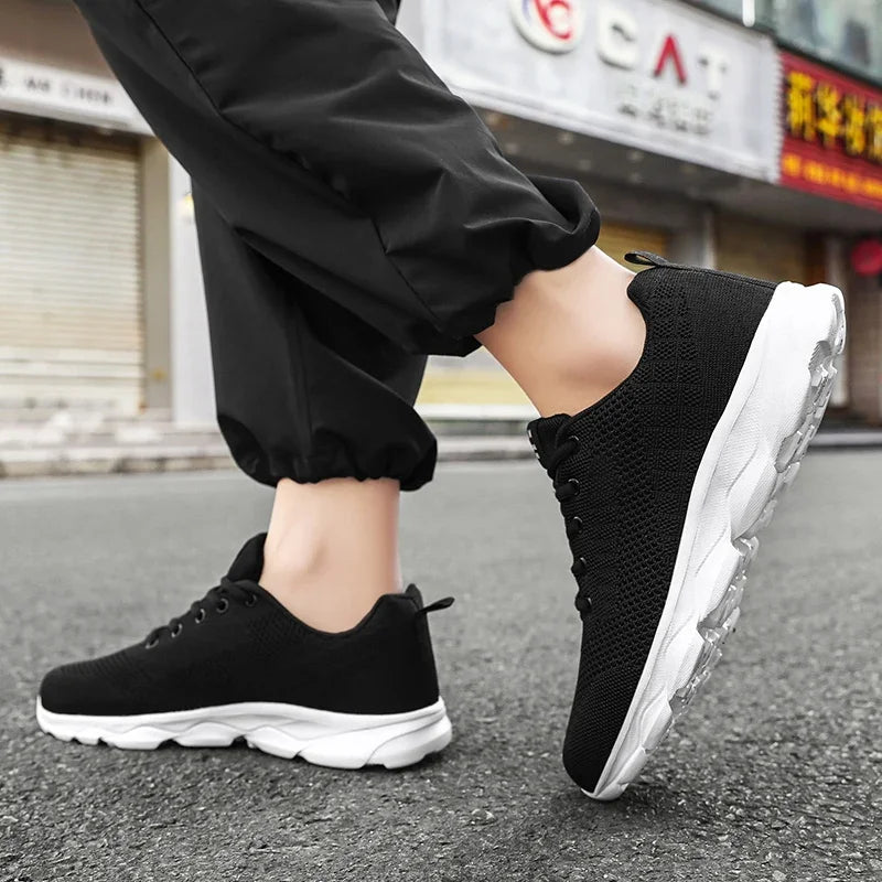 New Men's Shoes Breathable Casual Sneakers Summer White Running Shoes Lightweight Soft Sports Shoe for Male Large Size 35-45