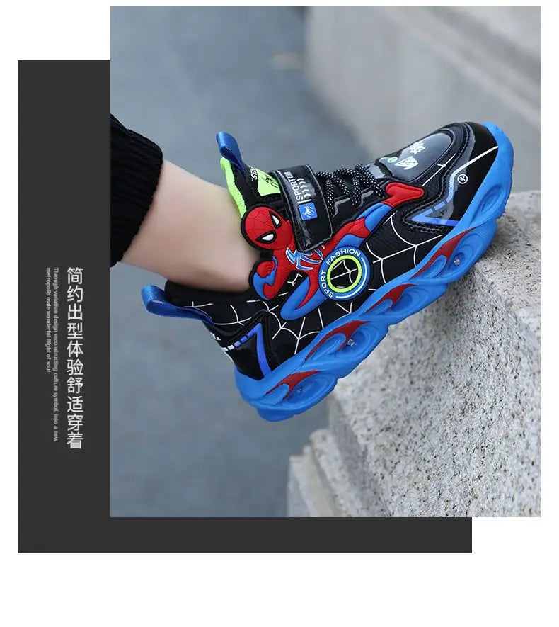 Disney Boys Shoes LED Lights Cartoon Leather Non-slip