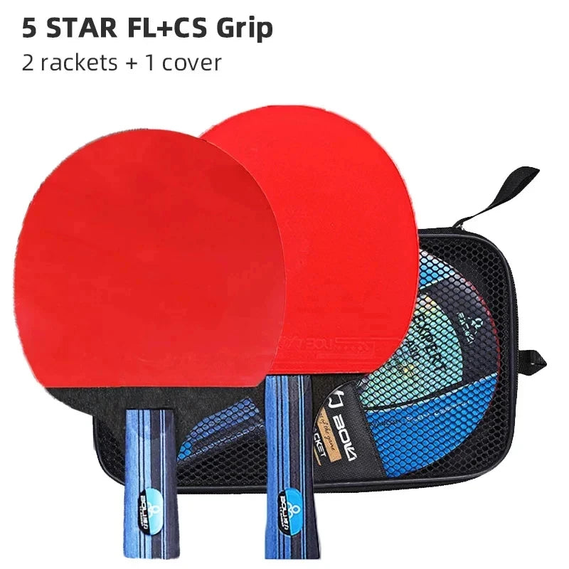 5/6 Star Table Tennis Racket 2PCS Professional Ping Pong Racket Set Pimples-in Rubber Hight Quality Blade Bat Paddle with Bag