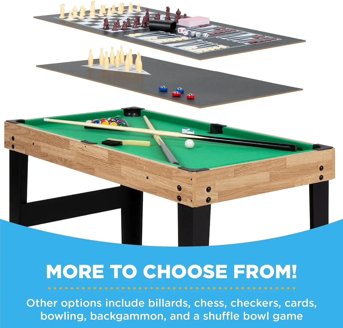 2x4ft 10-in-1 Combo Game Table Set w/Hockey, Foosball, Pool, Shuffleboard,