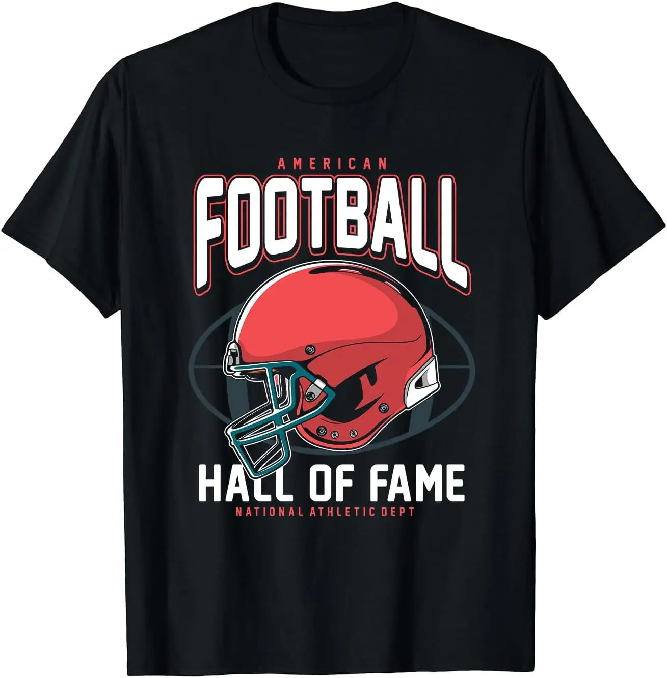 American Football Helmet Funny Retro Vintage Black Graphic Printed T-Shirt Classic, Adult Cotton