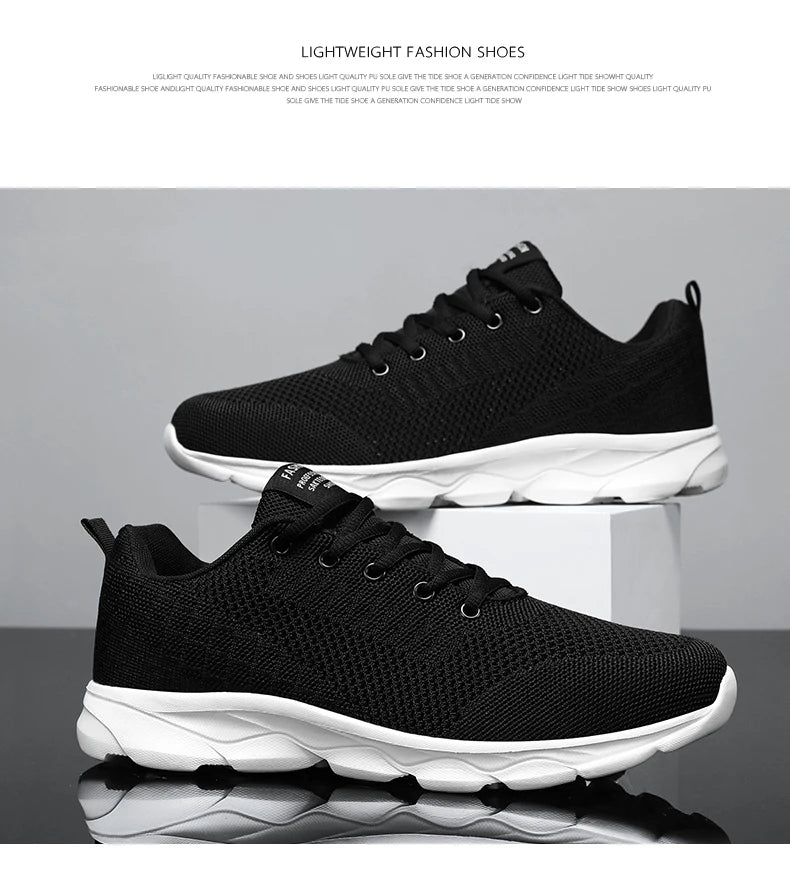 New Men's Shoes Breathable Casual Sneakers Summer White Running Shoes Lightweight Soft Sports Shoe for Male Large Size 35-45