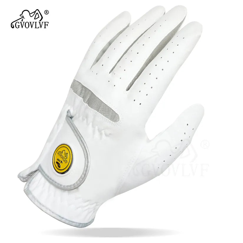 1 Pair Men Golf Glove Micro Soft Fabric Breathable with Magnetic Marker