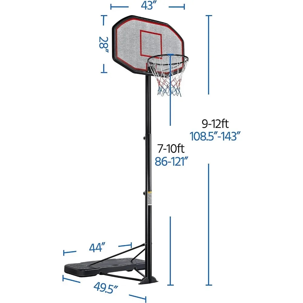 7-10ft Basketball Hoop System Portable Outdoor/Indoor Adjustable Height