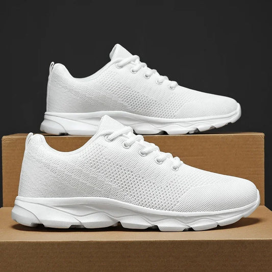 New Men's Shoes Breathable Casual Sneakers Summer White Running Shoes Lightweight Soft Sports Shoe for Male Large Size 35-45