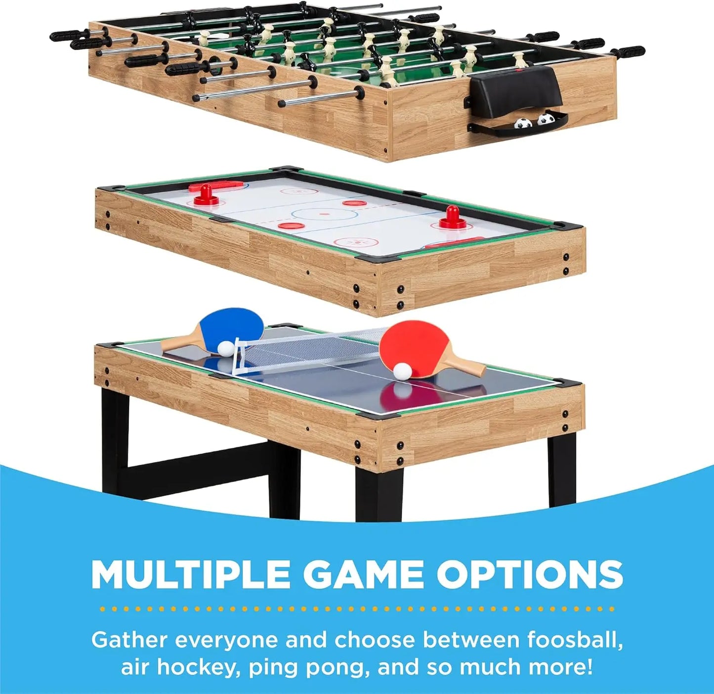 2x4ft 10-in-1 Combo Game Table Set w/Hockey, Foosball, Pool, Shuffleboard,