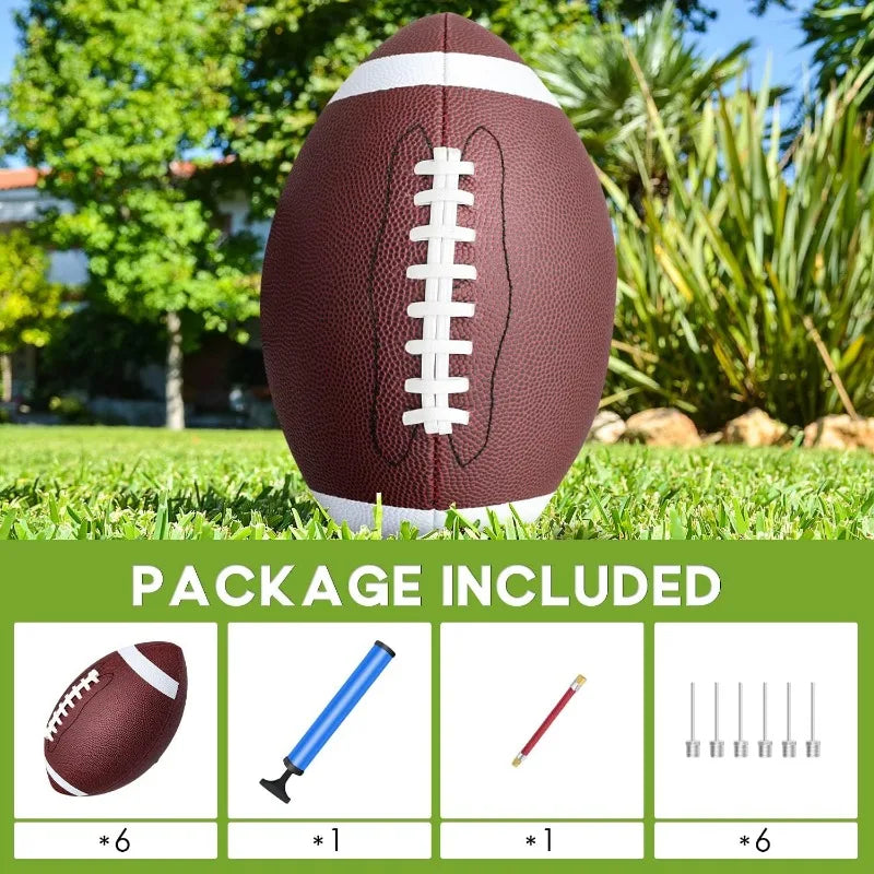 6 Pack Youth Size 6/Official Size 9 Footballs Inflatable with Pump Youth, Junior, Regulation