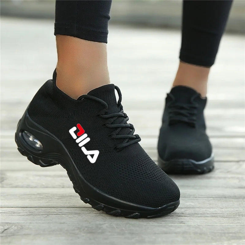 Women Tennis Shoes Breathable Mesh Height-increasing Slip-on Female Sock Footwear Outdoor Women Sneakers Thick Bottom Platforms