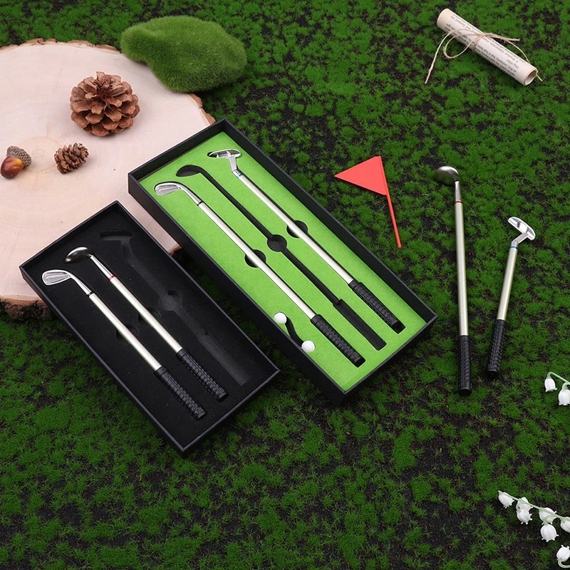 Golf Pen Set Mini Desktop Includes Putting Green 3 Clubs Pen Balls And Flag