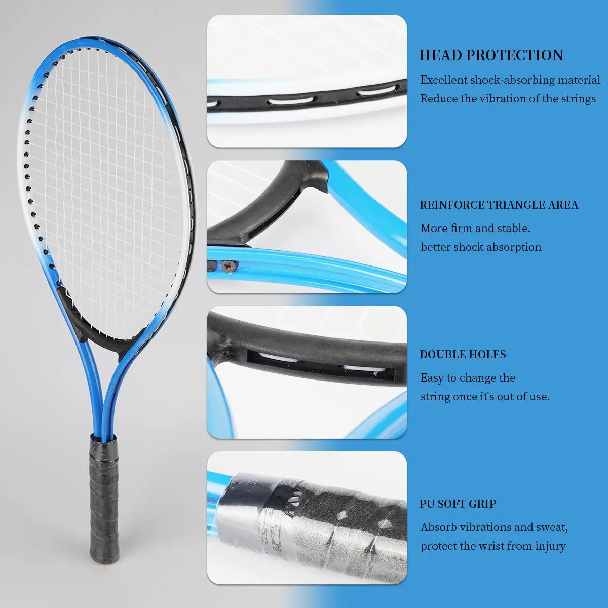 2pcs Tennis Rackets Included Tennis Bag & Ball Exercise Beginner