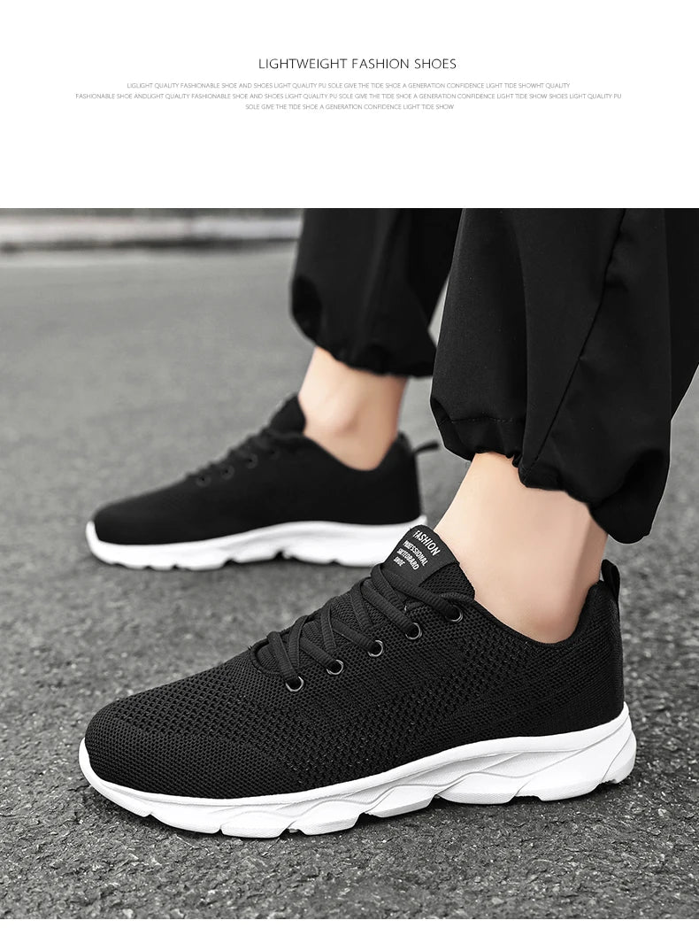 New Men's Shoes Breathable Casual Sneakers Summer White Running Shoes Lightweight Soft Sports Shoe for Male Large Size 35-45