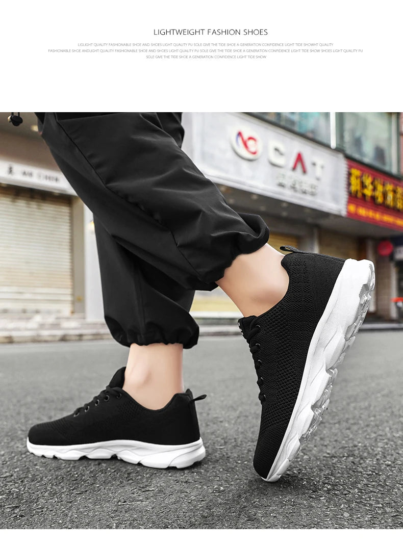 New Men's Shoes Breathable Casual Sneakers Summer White Running Shoes Lightweight Soft Sports Shoe for Male Large Size 35-45