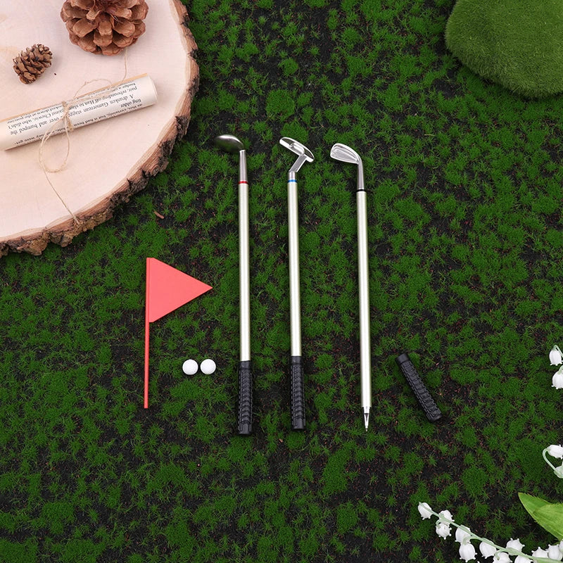 Golf Pen Set Mini Desktop Includes Putting Green 3 Clubs Pen Balls And Flag