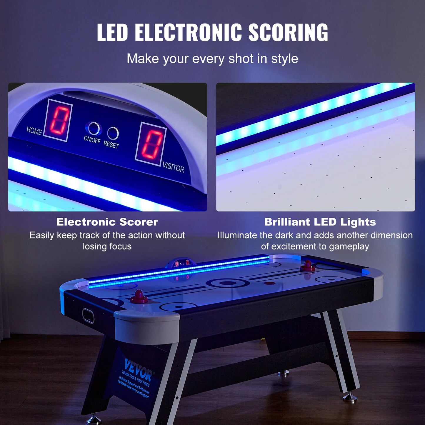 Air Hockey Game Table LED with  Pucks Electronic Score System