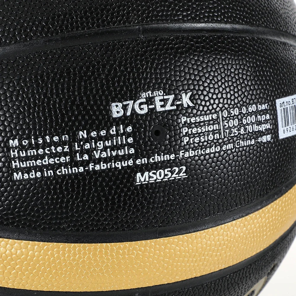 Molten-EZ-K Size 7 Basketball, Black, Gold, Outdoor, Indoor