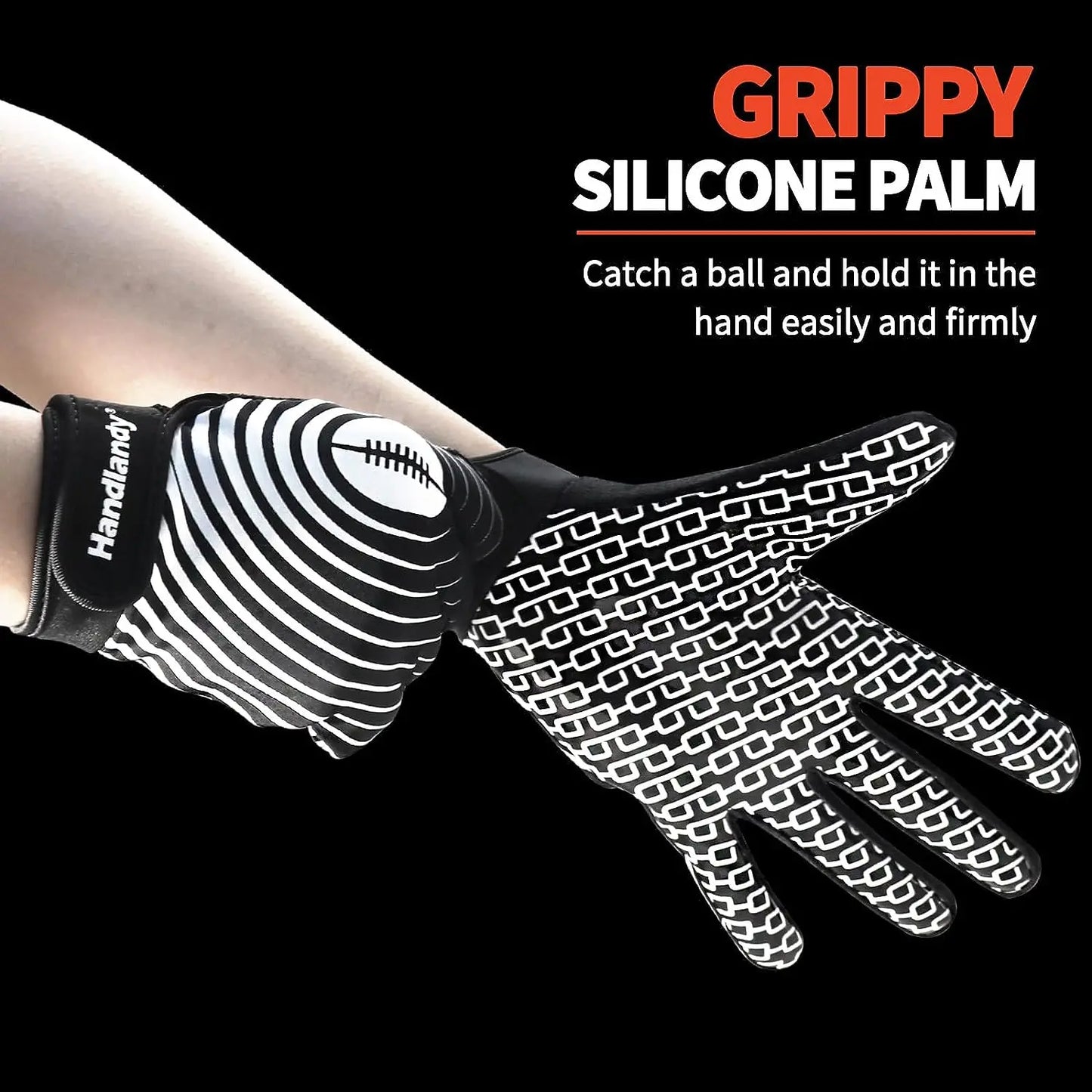 HANDLANDY Silicone palm Anti-slip Youth American Football Gloves