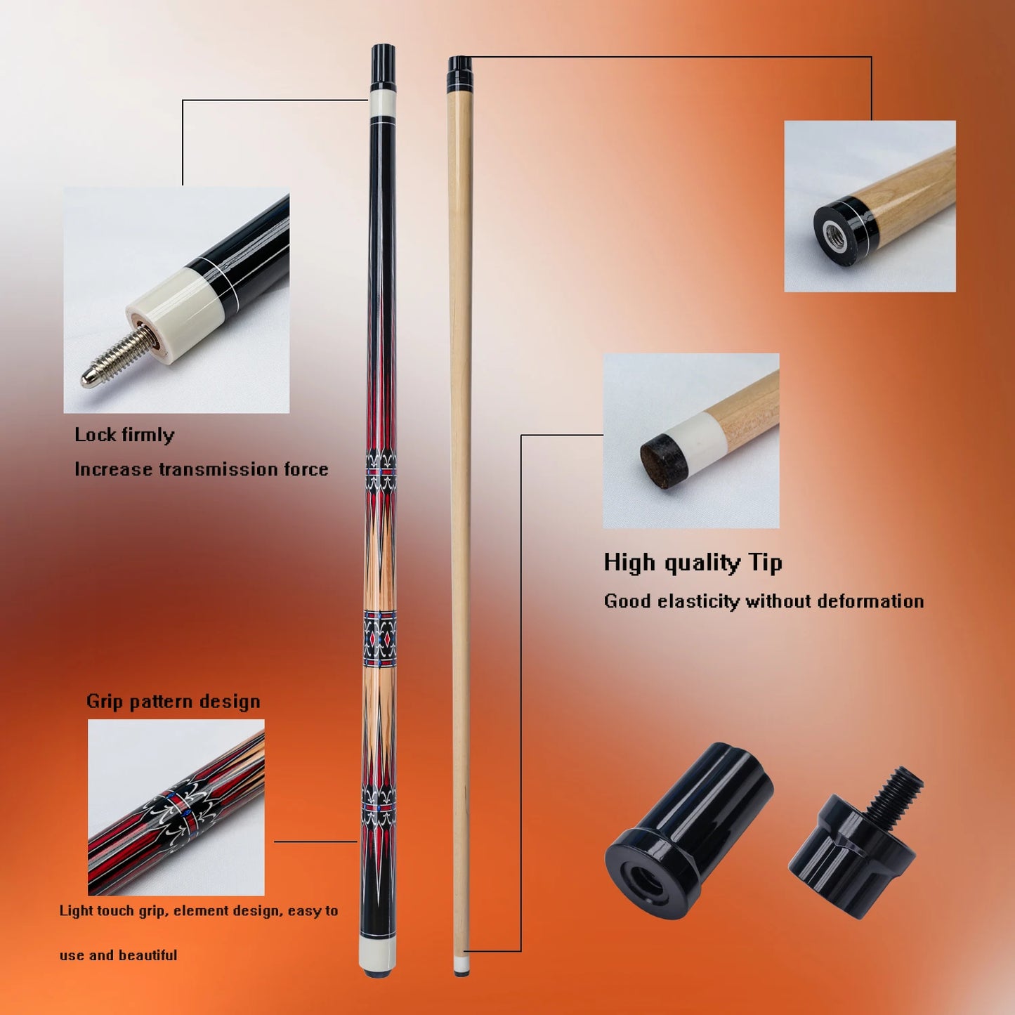 Professional Hardwood Billiards Cue Set 13mm Tip