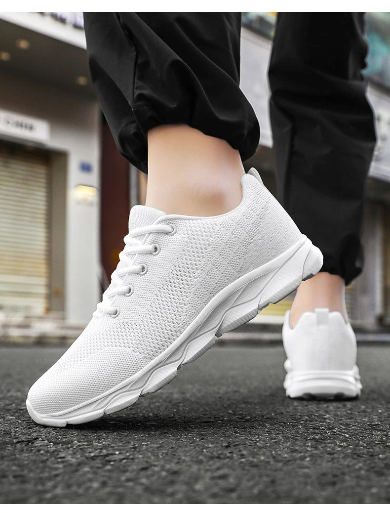 New Men's Shoes Breathable Casual Sneakers Summer White Running Shoes Lightweight Soft Sports Shoe for Male Large Size 35-45