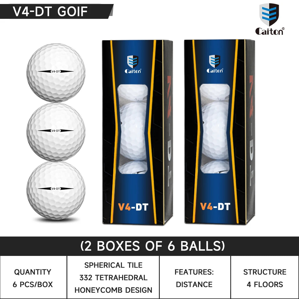 Caiton Pro Golf Balls - 4 Layers, DuPont Surlyn, Adds 30 Yards, Tournament Performance, Great Feel (12/6/3 Pack)