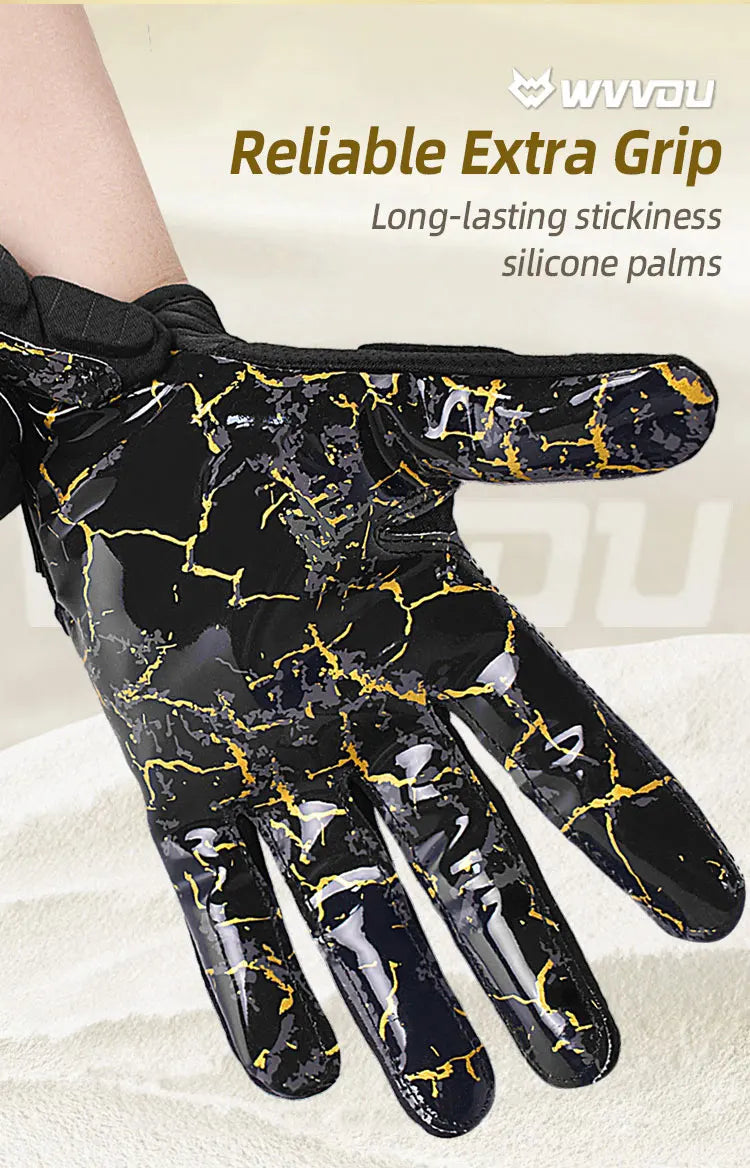 WVVOU Padded Football Gloves, Sticky Receiver- Lineman Gloves