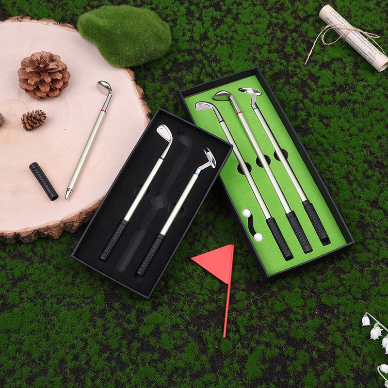 Golf Pen Set Mini Desktop Includes Putting Green 3 Clubs Pen Balls And Flag