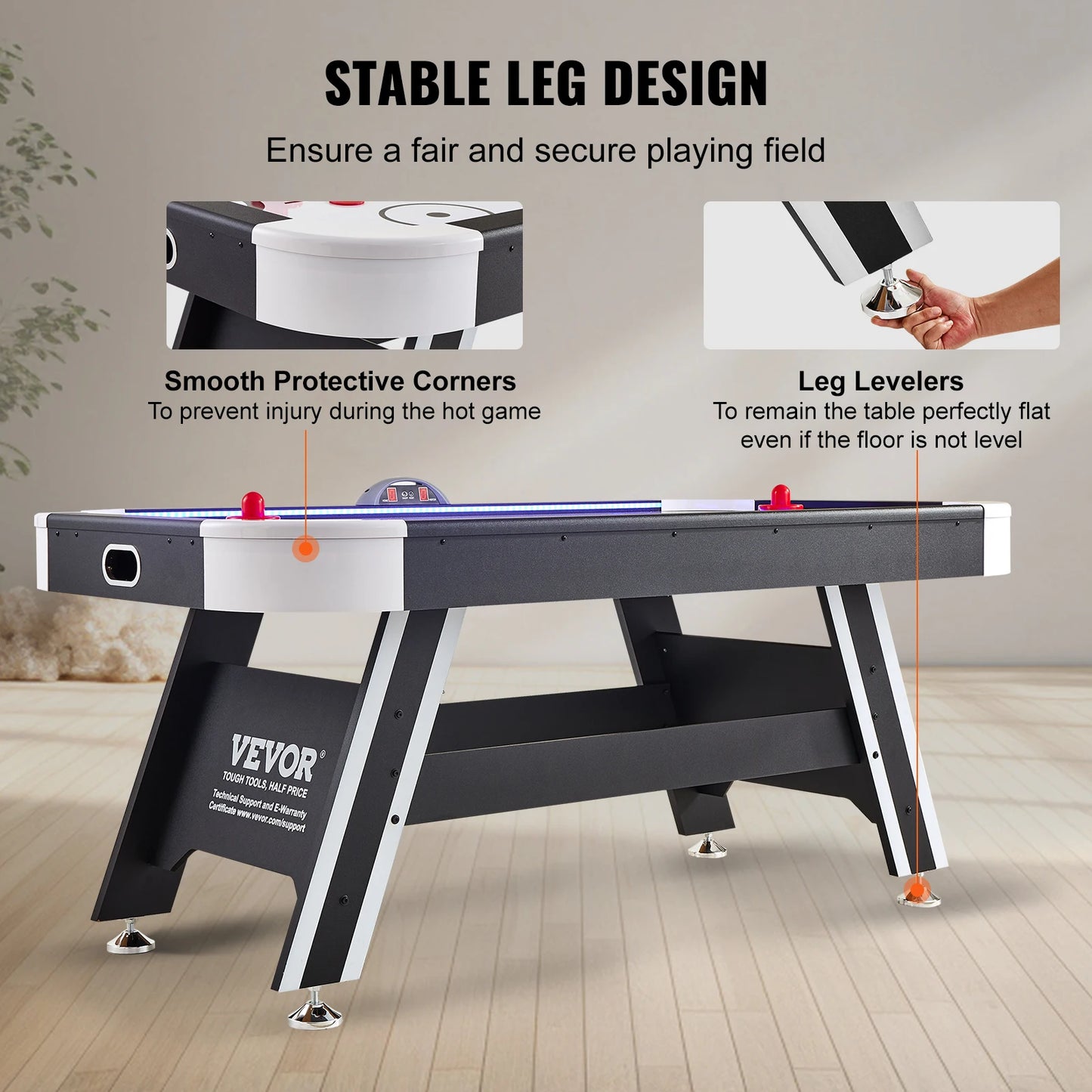 Air Hockey Game Table LED with  Pucks Electronic Score System