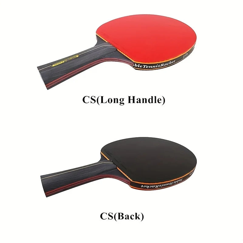 2Pcs Professional Table Tennis Rackets, Double Sided Rubber Paddle & Bag