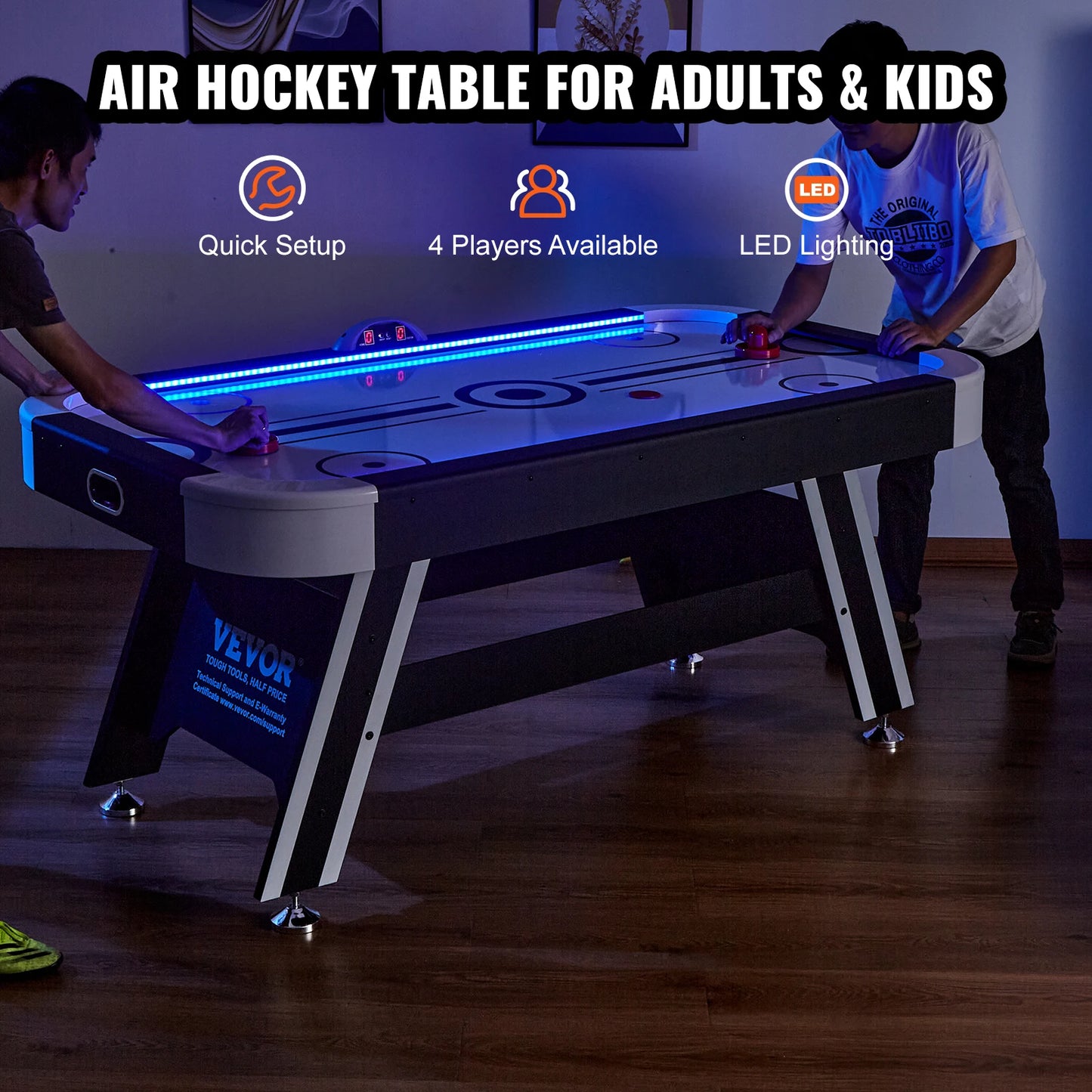 Air Hockey Game Table LED with  Pucks Electronic Score System