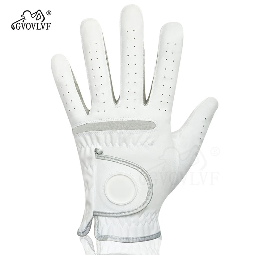 1 Pair Men Golf Glove Micro Soft Fabric Breathable with Magnetic Marker