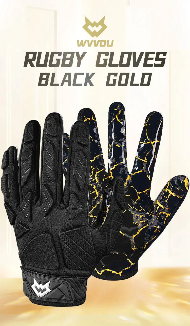 WVVOU Padded Football Gloves, Sticky Receiver- Lineman Gloves