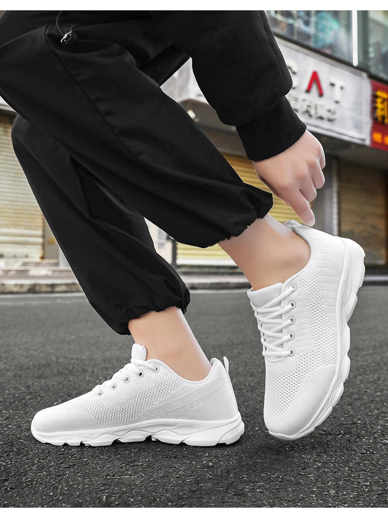 New Men's Shoes Breathable Casual Sneakers Summer White Running Shoes Lightweight Soft Sports Shoe for Male Large Size 35-45