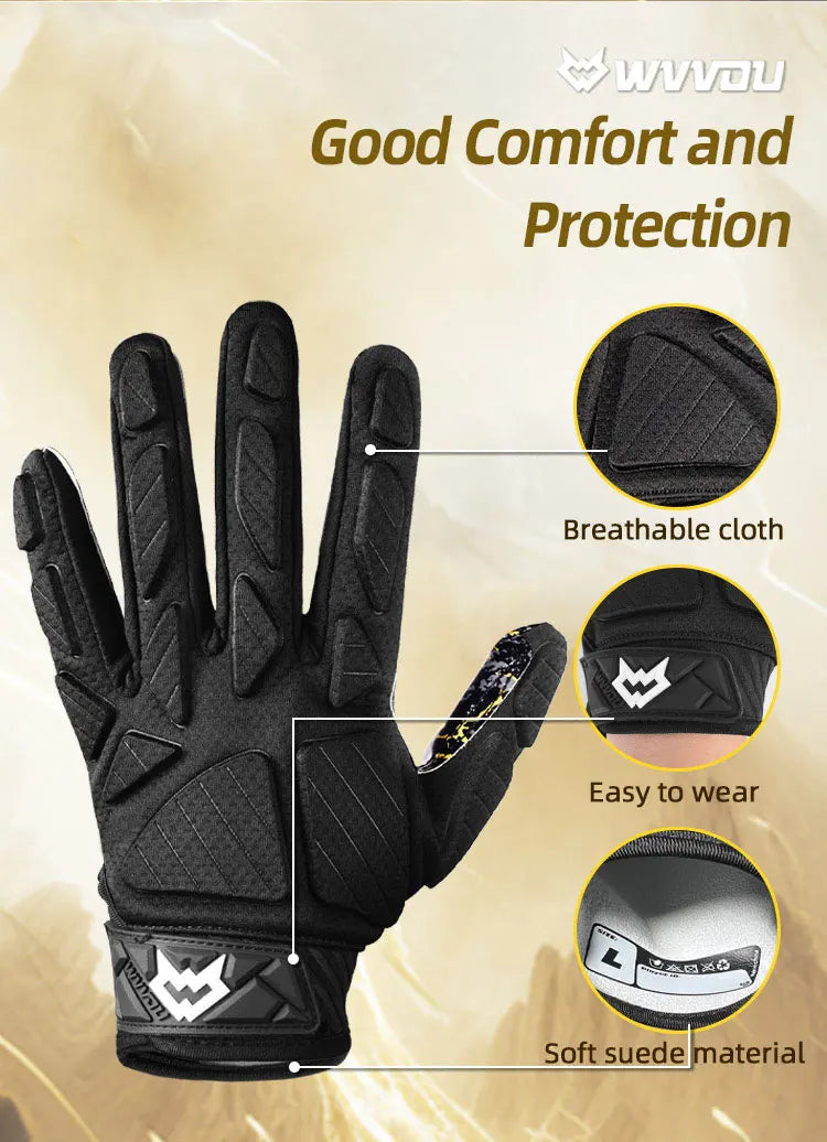 WVVOU Padded Football Gloves, Sticky Receiver- Lineman Gloves