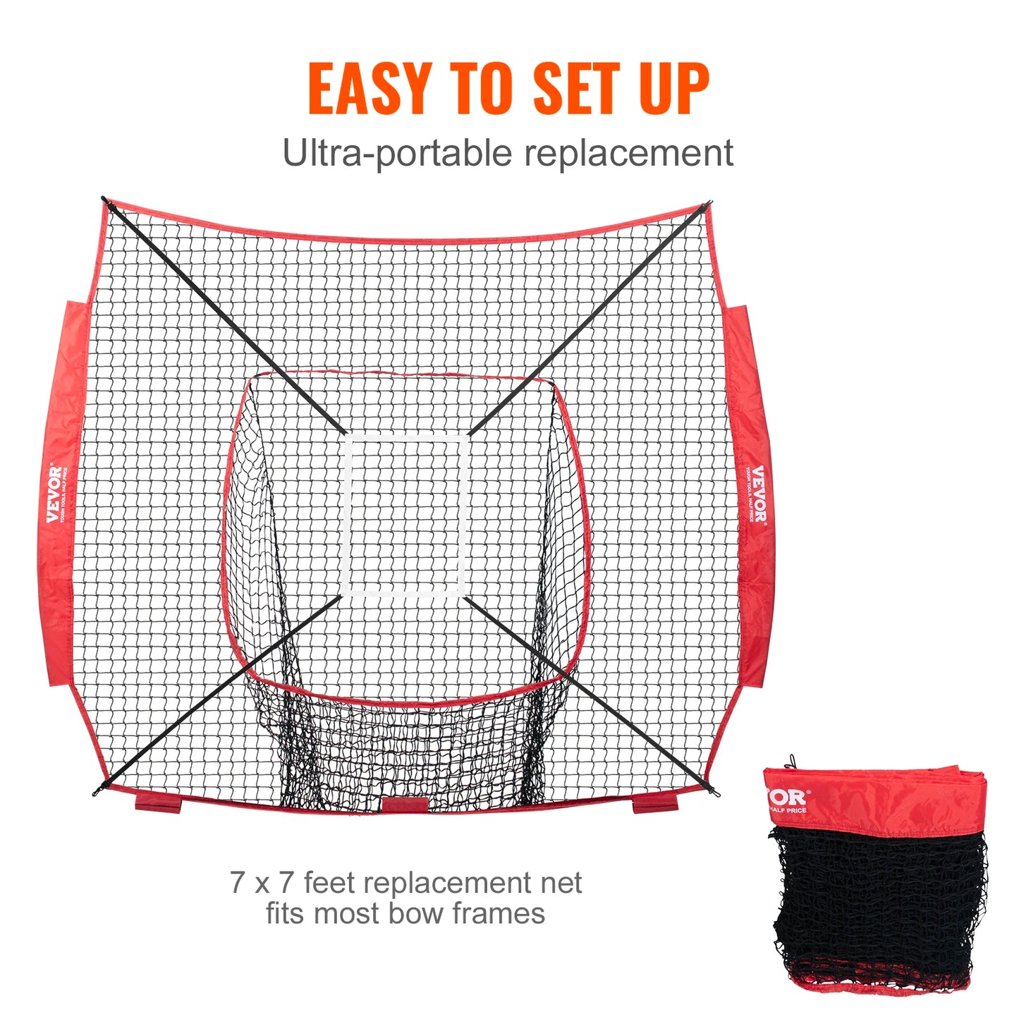 VEVOR 7x7 ft Baseball Softball Practice Net Hitting Catching Pitching Baseball Training Aids