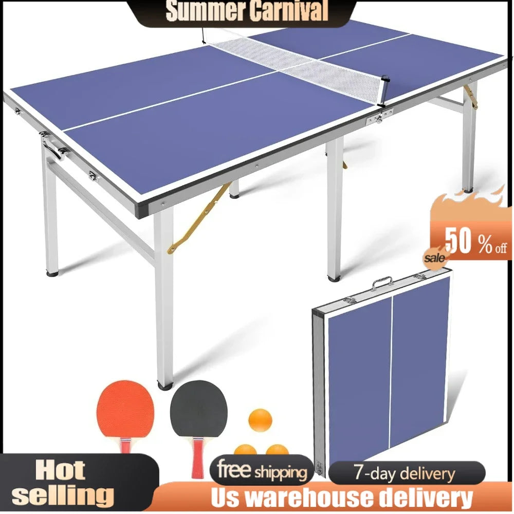 Ping Pong Table,Foldable,with Net and2 Ping Pong Paddles and 3 Balls