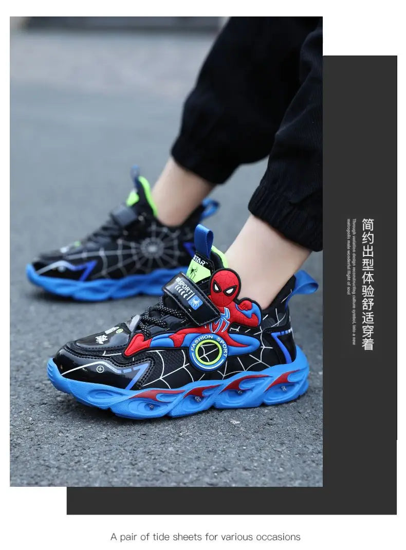 Disney Boys Shoes LED Lights Cartoon Leather Non-slip