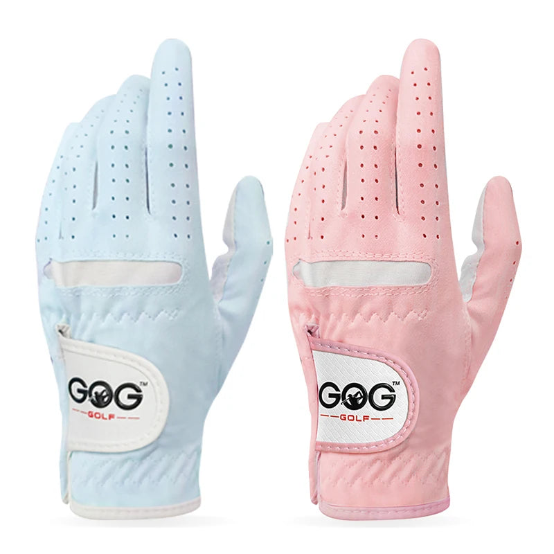 1pair GOLF GLOVES BLUE or PINK Professional Breathable soft Fabric women