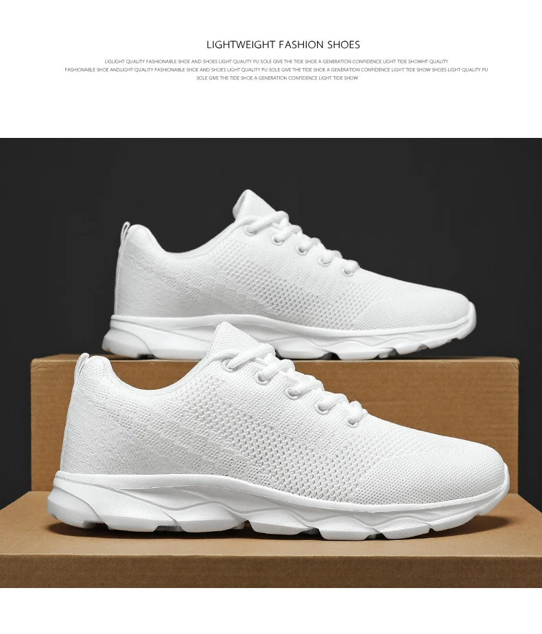 New Men's Shoes Breathable Casual Sneakers Summer White Running Shoes Lightweight Soft Sports Shoe for Male Large Size 35-45